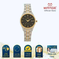 Mirage Jam Tangan Wanita Analog 8708 L Silver Gold Original Stainless Plat Putih