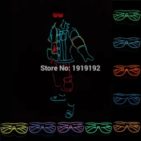 10 colors el glasses EL Wire Fashion Neon LED Light Up Glow Sun Glasses Rave Costume Party Decoration DJ Luminous Sunglasses