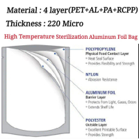 50pc Retort Pouch High Temperature 130℃ Sterilization Aluminum Foil Bag Wholesale Price‼️ High Tempe