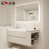 【浴室櫃】可麗耐一體盆橡木浴室柜組合輕奢奶油風智能極簡洗漱臺側開放口