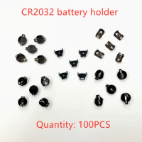 100PCS/LOT Black Plastic CR2032 CR2025 Coin Cell Battery Holder gold-plated button battery holder 2032 Battery Box Socket Case