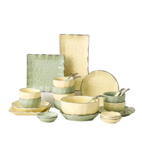 【小慕KOGURE】輕奢銀邊餐具組合 高級陶瓷餐具(碗碟組合 碗盤餐具 碗 碟子 入厝送禮餐具 支持放微波爐)