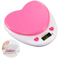 Portable Digital Kitchen Scale LCD Monitor Auto Auto Poweroff Solid Heart Shape Gift For Measuring Weight Food Water Powder