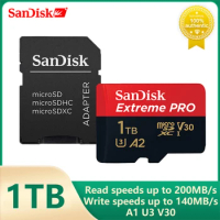 SanDisk 64GB 128GB 256GB 512GB Micro SD Card SDXC UHS-I U3 V30 TF Flash Card Memory Card Adapter Extreme Pro Card for Camera DJI