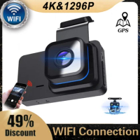 Car DVR 3.0" 4K Wifi GPS Dual Lens Rear View Dash Cam Vehicle Camera Video Recorder 24H Parking Monitor Registrator Camcorder