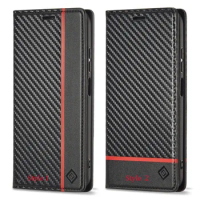 50pcs/lot For Xiaomi Redmi Note 11S 4G Card Slots Stand Carbon Fiber Business Wallet Leather Case For Redmi Note 11 Pro