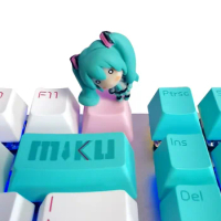 ECHOME Miku Keycap Custom ESC Translucency Anime Keyboard Caps Pink Cute Girl Key Caps Mechanical Keyboard Gaming Accessories