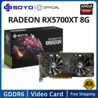 SOYO Full New AMD Radeon RX5700XT 8GB Gaming Graphics Card GDDR6 Video Memory 256Bit PCIEx16 4.0 for Desktop Computer Video Card