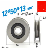 For free Bearing Steel Bearings12*50*13mm 6301RS, U grooves V round bottom 5cm pulley, 6mm guide whe