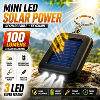 Senter Mini Gantungan Kunci Tenaga Surya 3 LED 100 Lumens Solar Rechargeable Tanpa Ganti Baterai Lam