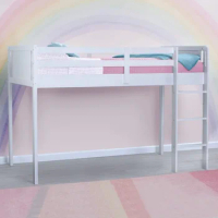 Twin Loft Bed with Guardrail and Ladder (Coordinates with Princess &amp; JoJo Siwa Tents Sold Separately), White