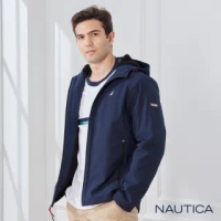 【NAUTICA】男裝防潑水保暖刷絨連帽外套(深藍)