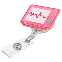 ECG Badge Insignia Portable Holder Nursing Reel Doctor Id Card Clip Acrylic Staff