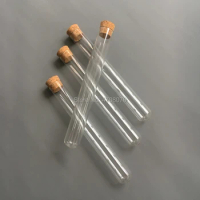 25*200mm 5pcs/lot Pyrex test tube with cork Borosilicate transparent lab test tube round bottom plain end blowing glass