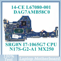 L67080-001 L67080-501 L67080-601 W/ SRG0N I7-1065G7 CPU DAG7AMB58C0 For HP 14-CE Laptop Motherboard N17S-G2-A1 MX250 100% Tested