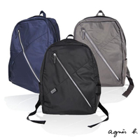 【agnes b】voyage極簡斜拉鍊尼龍後背包(多色選)