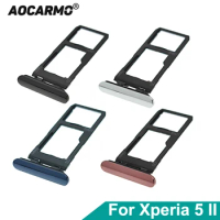 Aocarmo For Sony Xperia 5 II X5ii XQ-AS52 AS62 AS72 SO-52A SOG02 Dual SIM Card Holder Sim Tray Slot With Dust Plug Cover