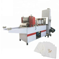 Fully Automatic Tissue Paper Embossing Machine Napkins Paper Folding Machine Double Table Napkin Making Machine for Sale