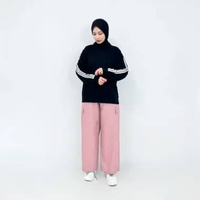 LEZAHRASIGNATURE Joana Set Sporty Kargo | Setelan Baju Olahraga Wanita Padel Lari Tenis Gym M HITAM