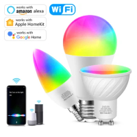 Homekit Smart LED Light Bulb E14 GU10 E27 RGBW WiFi LED Lamp Bedroom Decoration Smart Home Work With Siri Alexa Google Home