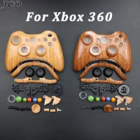 JCD Wireless Game Controller Wood grain Hard Case Gamepad Protective Shell Cover Full Set With Buttons Analog Stick For XBox 360
