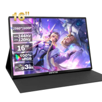 16inch 2.5K 144Hz Portable Monitor 2560x1600 ADS-IPS Travel Gaming Extended Display Computer Second Screen with VESA