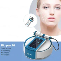 Newest EMS RF Facial Lifting Micro-current Anti-aging Beauty Device LED Blue Light Skincare 360 Degree Rotary Massage Bio Pen T6