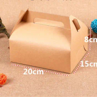 20Pcs Brown Kraft Gift Box Large Cake Box With Handle Cardboard Cupcake Packing Box Present Party Boxes 20x15x8cm