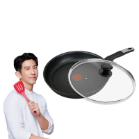 【Tefal 特福】法國製極上御藏系列28CM不沾鍋平底鍋+玻璃蓋(電磁爐適用/IH爐可用鍋)
