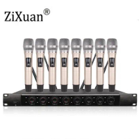 Wireless System X-8600 Pro Microphone 8 Channel VHF Professional 8 Handheld Microphone Stage Karaoke Wireless Microphone