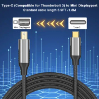 5.9ft USBC to Mini displayport Cable USB Type C Thunderbolt 3 to mini DP Cord 4k for Thunderbolt 3 For Macbook Pro Samsung LG