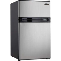 tCompact Refrigerator with Freezer, E-Star Rated Mini Fridge for Bedroom, Living Room, Kitchen, or Office, Stainless Steel