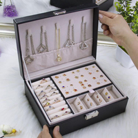 首飾盒子耳釘耳環項鏈飾品收納盒大容量帶鎖耳飾戒指手飾品珠寶盒