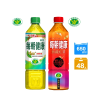 每朝健康 綠茶/熟藏紅茶-無糖650mlx2箱組(共48入)