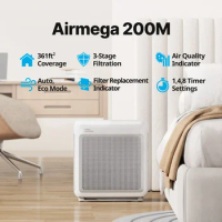 Coway Airmega 200M True HEPA Air Purifier with 361 sq. ft. Coverage in White