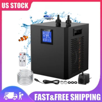 Aquarium Chiller 79Gal 1/3 HP Water Chiller for Hydroponics System Home Use Axolotl Fish Coral Shrimp 110V with Pump and Pipe