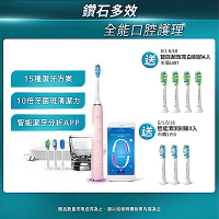 【Philips 飛利浦】Sonicare Smart 鑽石靚白智能音波震動牙刷/電動牙刷HX9924/22(典雅粉)