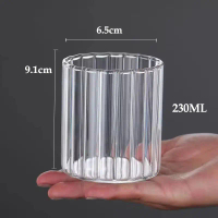 Vertical Stripe Glass Borosilicate Gelas Kaca Ripple Tinggi Simple Polos CangkirJuice Jus Air Minum 