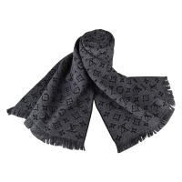 LV M78526 Monogram花紋Classic羊毛圍巾(煤炭灰)