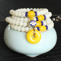 White Jade Bodhi 108 Bracelets Seed Apple Beads Natural Buddha