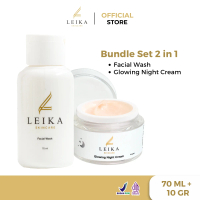 2 in 1 Glowing Night Cream & Facial Wash Leika Skincare Resmi BPOM Halal MUOI