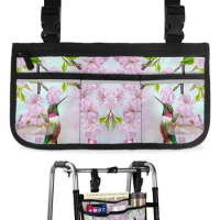 Flower Cherry Blossom Hummingbird Wheelchair Bag With Pockets Armrest Side Bags Electric Scooter Wal