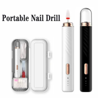 Portable Travel Electric Nail Drill Machine For Manicure 13500RPM Cordless Milling Cutter Set For Gel Polishing USB Nail Drill