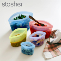 美國Stasher 超級收納王五件組-白金矽膠袋/密封袋/食物袋(碗形全尺寸)