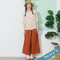 betty’s貝蒂思　鬆緊櫻桃刺繡寬褲(深橘)