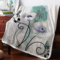 Watercolor Flower Butterfly Cashmere Blanket Winter Warm Soft Throw Blankets for Beds Sofa Wool Blanket Bedspread