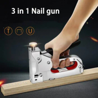 NEW 3in1 Manual Nail Gun Three-purpose Code Nail Gun Gas Nail Gun U-shaped Nail Grab Oil Painting Martin Gun With Nail