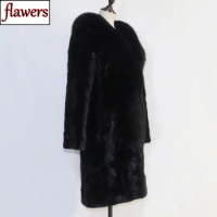 Winter Real Mink Fur Coat With Fox Fur Collar For Women Long Style 100% Genuine Mink Fur Jacket Thick Warm Natural Mink Fur Coat