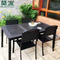 戶外庭院桌椅室外塑木桌椅露天陽臺茶桌椅花園咖啡店休閒椅