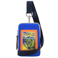 LOEWE Eye/LOEWE/Nature 經典拼色帆布機能斜背手機包(藍/橘)